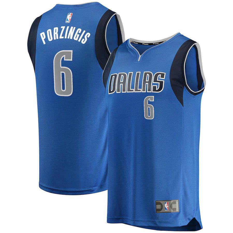 Men Dallas Mavericks #6 Kristaps Porzingis Fanatics Branded Blue Fast Break Replica Player NBA Jersey->dallas mavericks->NBA Jersey